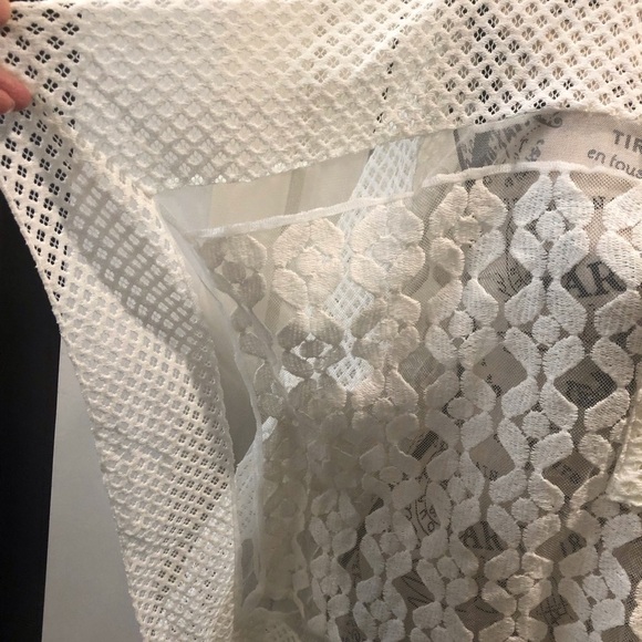 Anthropologie Womens One Size Ivory Lace Kimono Poncho Top - Picture 3 of 4